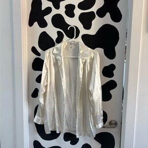 Elegant White Satin Women's Jacket